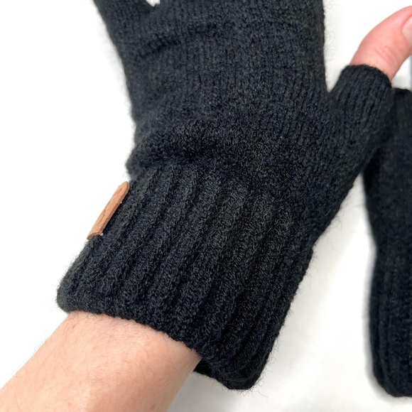 Cable Knit Fingerless Gloves Black Texting Driving Warm Soft Winter Mens Womens - Picture 7 of 8